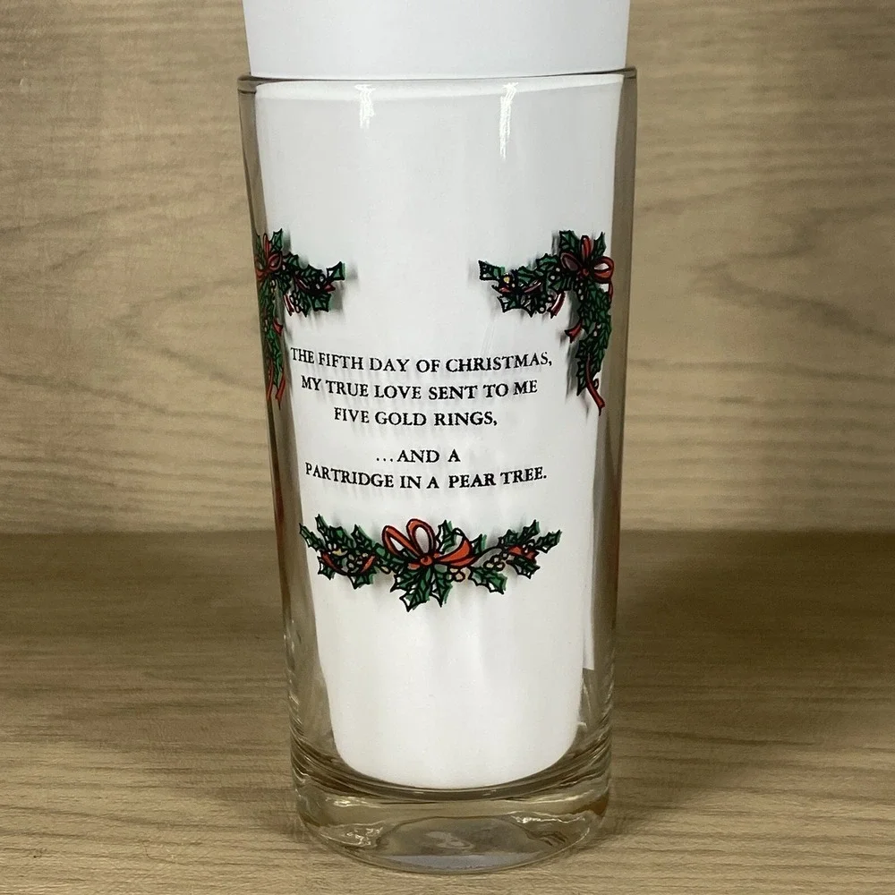 VTG 12 Days of Christmas 5th Day Indiana Glass Replacement Drinking Tumbler 5.5